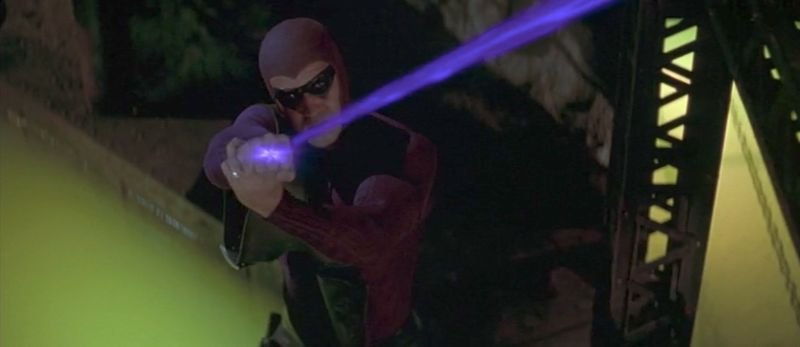 Deflecting an evil laser, as you do.